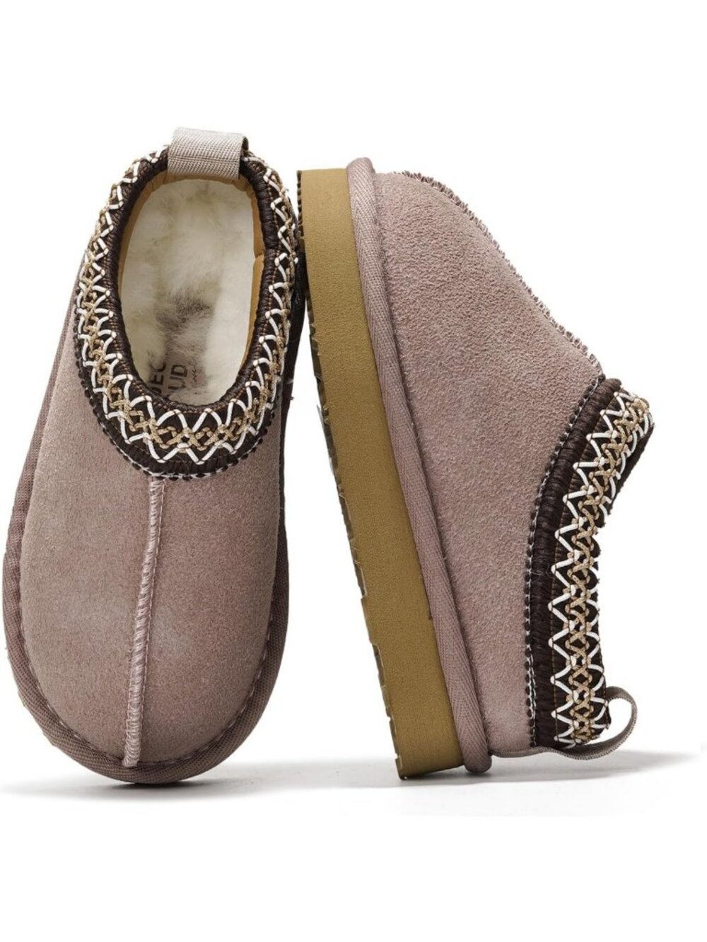 Cozy Shearling Lined Genuine Leather Kids Slip-On Slippers for Toddlers